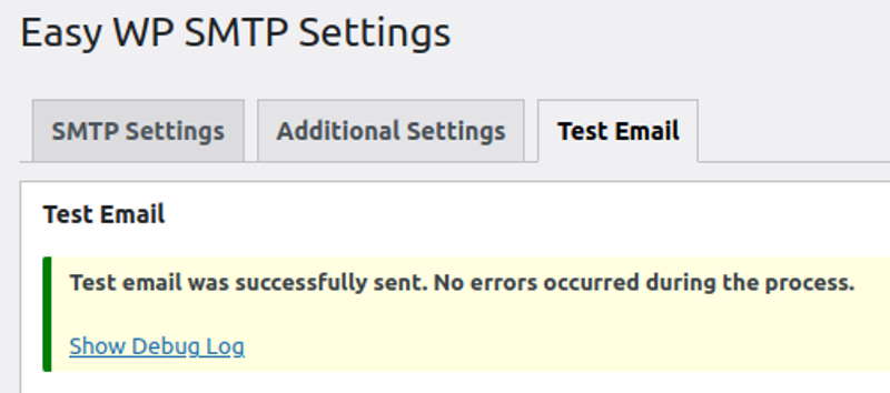 Easy WP SMTP plugin test email