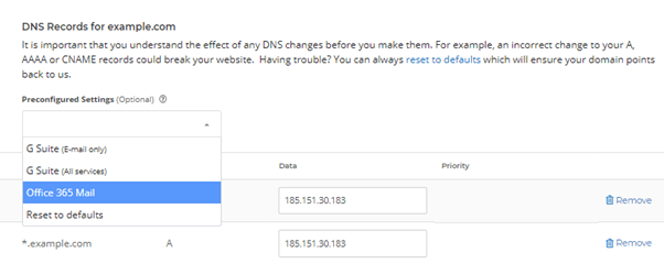 DNS Records example
